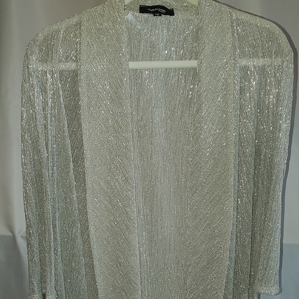 Silver Shimmer Open Cardigan by R&M Richards